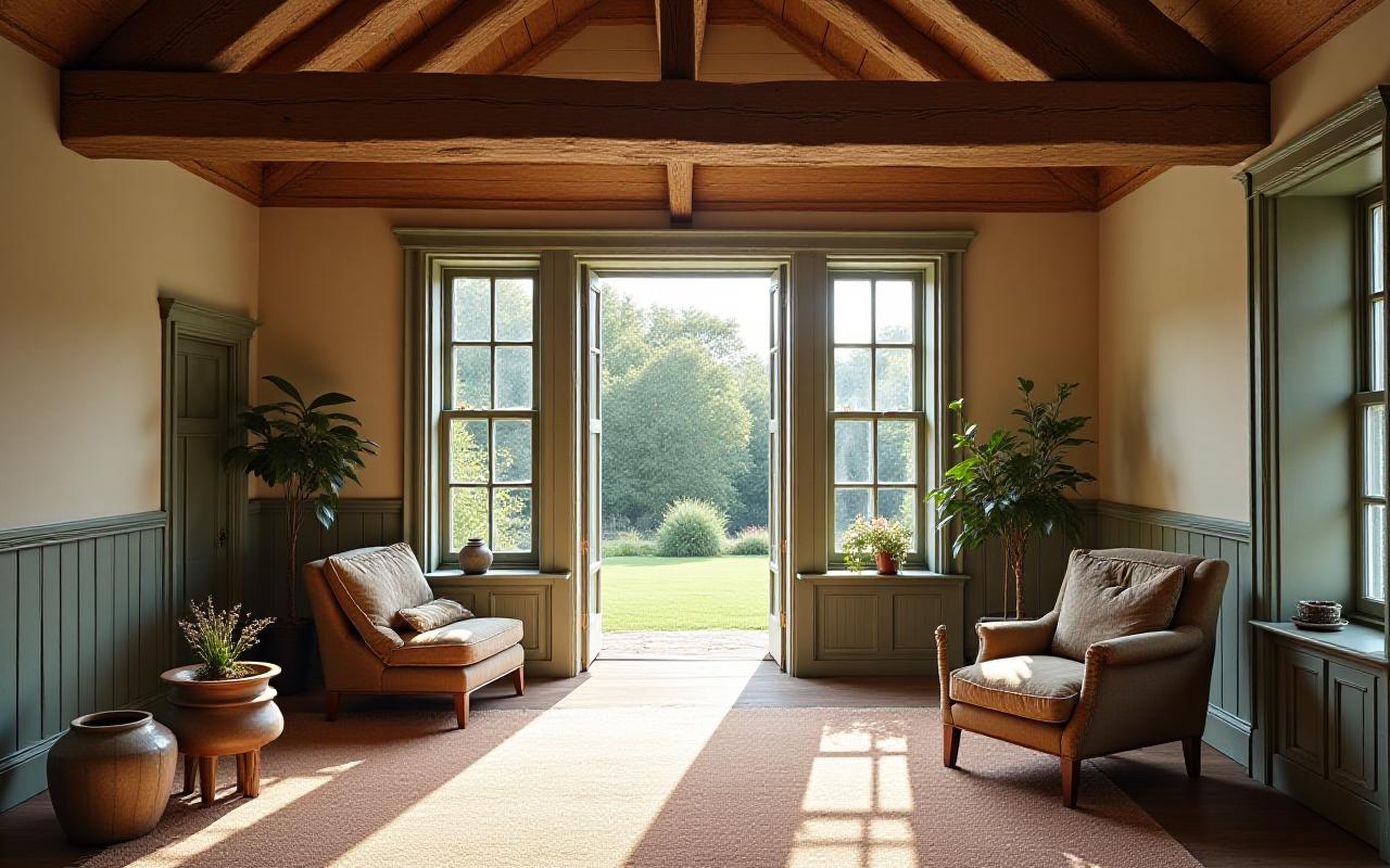 Restored historic cottage with timber beams and traditional stonework