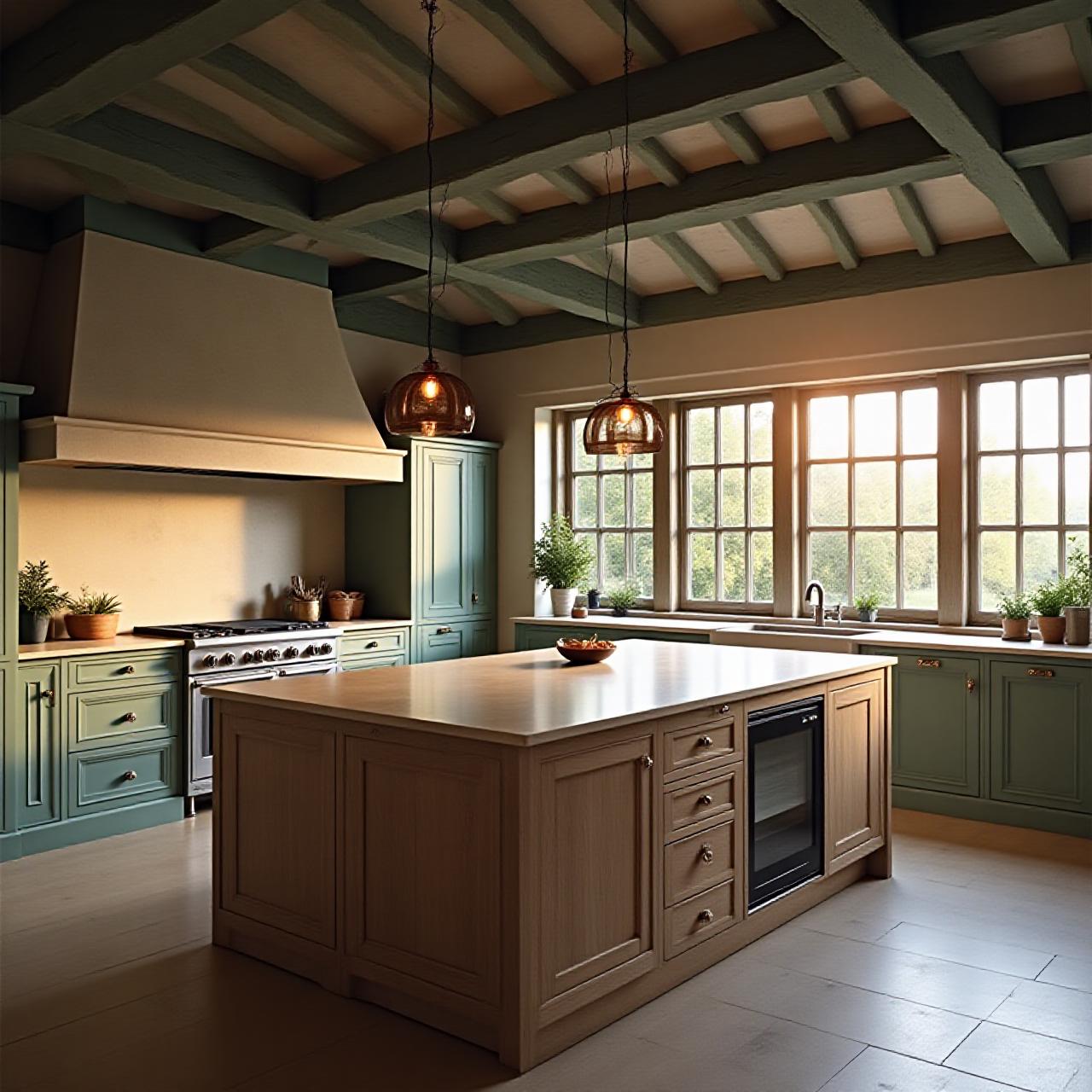 Bespoke country kitchen with large oak island